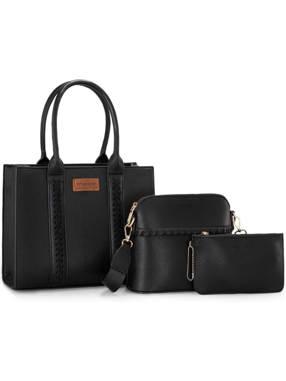 Stylish 3PCS Women's Tote Bag, Crossbody Handbag & Wallet Set with Guitar Strap